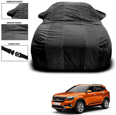 ANTHUB Car Cover For Kia SELTOS (With Mirror Pockets)(Black)