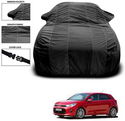 SEBONGO Car Cover For Kia Rio (With Mirror Pockets)(Black)