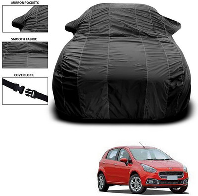 ANTHUB Car Cover For Fiat Punto Evo (With Mirror Pockets)(Black)