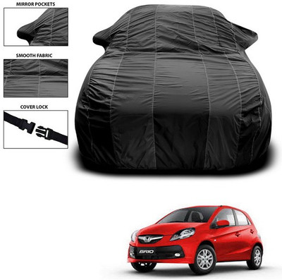 SEBONGO Car Cover For Honda Brio (With Mirror Pockets)(Black)