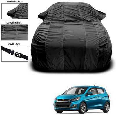 SEBONGO Car Cover For Chevrolet Spark (With Mirror Pockets)(Black)