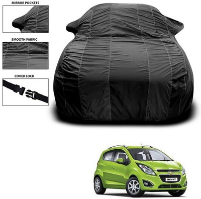SEBONGO Car Cover For Chevrolet Beat (With Mirror Pockets)(Black)