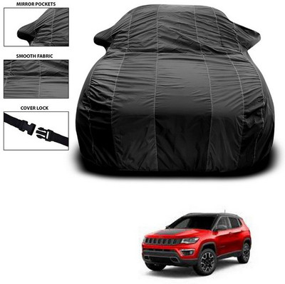 SEBONGO Car Cover For Jeep Compass (With Mirror Pockets)(Black)