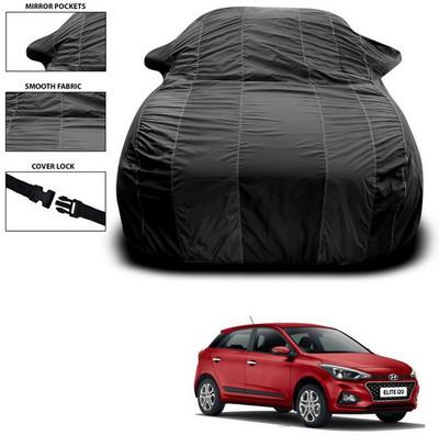 SEBONGO Car Cover For Hyundai Elite i20 (With Mirror Pockets)(Black)