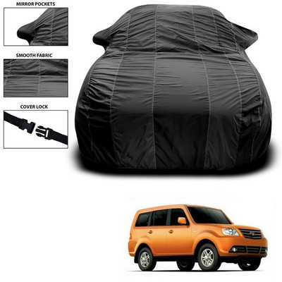 SEBONGO Car Cover For Tata Sumo Grande (With Mirror Pockets)(Black)