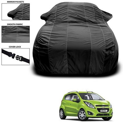 SEBONGO Car Cover For Chevrolet Beat (With Mirror Pockets)(Black)