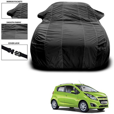 SEBONGO Car Cover For Chevrolet Beat (With Mirror Pockets)(Black)