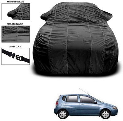 SEBONGO Car Cover For Chevrolet Aveo Uva (With Mirror Pockets)(Black)