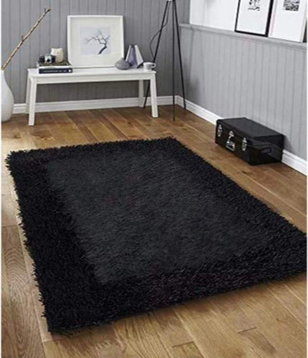 RM Handloom Black Polyester Carpet(2 ft,  X 5 ft, Rectangle)
