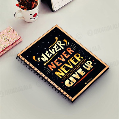 Jhingalala Wirebound Plain Notebook For Personal and Office stationery Diary with Never Never Never Give Up Printed on the Cover A5 Note Book Unruled 160 Pages(Multicolor)