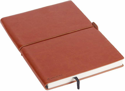 Jhingalala Soft Leather Finish Executive Diary Notebook with Elastic Closure, 80 GSM A5 Note Book Ruled 224 Pages(Brown)