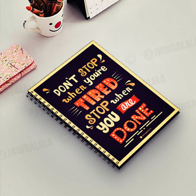 Jhingalala Wirebound Plain Notebook For Personal and Office stationery Diary with Don'T Stop When You're Tired Stop When You Are Done Printed on the Cover A5 Notebook Unruled 160 Pages(Multicolor)