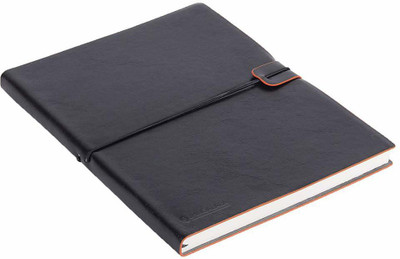 Jhingalala Soft Leather Finish Executive Diary Notebook with Elastic Closure, 80 GSM A5 Note Book Ruled 224 Pages(Black)