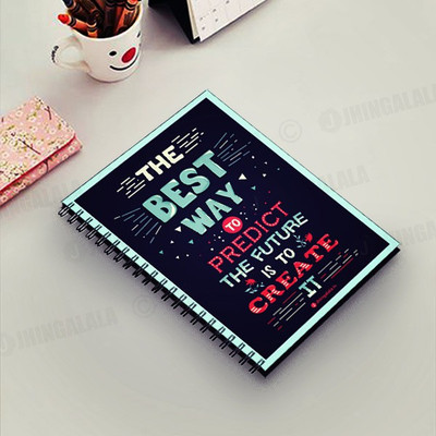 Jhingalala Wirebound Plain Notebook For Personal and Office stationery Diary with The Best Way To Predict The Future Is To Create It Printed on the Cover A5 Notebook Unruled 160 Pages(Multicolor)