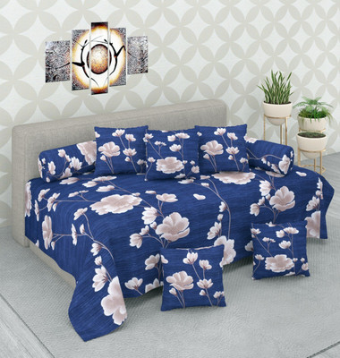 Divine Homes Polycotton Floral Diwan Set(Multicolor)
