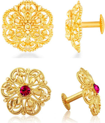 VIGHNAHARTA Traditional South Culture Gold Plated Stud Earring Combo set ( Pack of- 2 Pair Earrings) Alloy Stud Earring