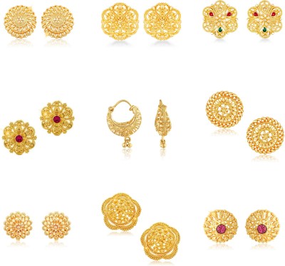 VIGHNAHARTA Traditional wear (VFJ1171-1198-1197-1140-1102-1109-1112-1117-1192ERG) Gold Plated Stud and Bali Earrings Mega Combo set Alloy Stud Earring