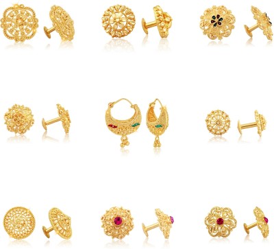 VIGHNAHARTA Traditional wear (VFJ1124-1088-1099-1090-1139-1094-1123-1098-1096ERG) Gold Plated Stud and Bali Earrings Mega Combo set Alloy Stud Earring