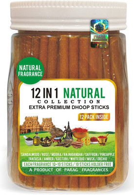 Parag Fragrances 12 in 1 Natural Dhoop Sticks 120 Sticks Pack Multi(120, Set of 1)