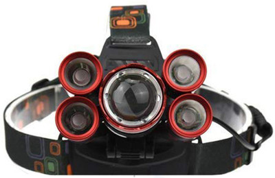 Lista 5 in 1 Big RED & Blue Rechargeable 5 LED HEADLAMP ZB-054 LED Headlamp(Red)