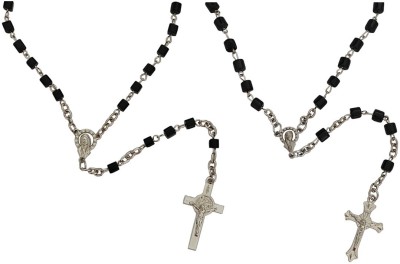 M Men Style Christmas Gift Jesus Christ Cross Crucifix Rosary Holy Prayer Pearls Onyx Metal, Crystal Necklace
