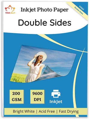 True-Ally A4 Double Sided Glossy Inkjet Photo Paper Size - 8.5x11 Inches, 200 GSM (20 sheets) Unruled A4 200 gsm Photo Paper(Set of 1, White)