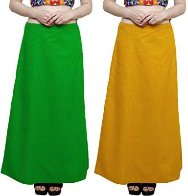 NewBELL P2_C Green_Dark Yellow Pure Cotton Petticoat(Free)