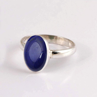 KUNDLI GEMS Lapis lazuli ring Natural Semi Precious Stone Lapiz Lazuli stone Astrological Purpose for unisex Stone Lapis Lazuli Silver Plated Ring