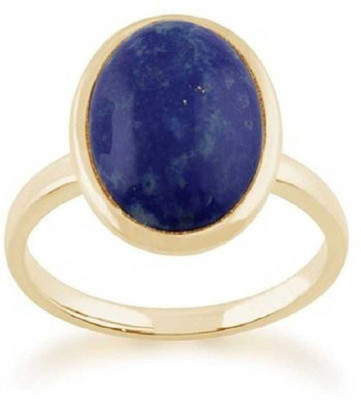 RATAN BAZAAR Lapis Lazuli Ring Original Good quality Stone semi Preciuos Certified and Astrological Purpose for unisex Stone Lapis Lazuli Gold Plated Ring
