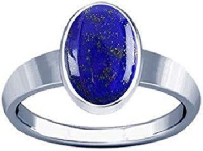 RATAN BAZAAR Lapis Lazuli Ring Original Good quality Stone semi Preciuos Certified and Astrological Purpose for unisex Stone Lapis Lazuli Silver Plated Ring