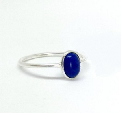 RATAN BAZAAR Lapis lazuli ring Natural Semi Precious Stone Lapiz Lazuli stone Astrological Purpose for unisex Stone Lapis Lazuli Silver Plated Ring