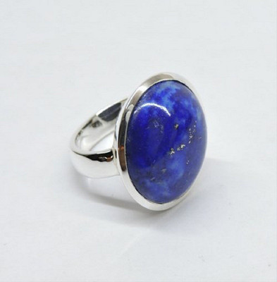 RATAN BAZAAR Lapis lazuli ring Natural Semi Precious Stone Lapiz Lazuli stone Astrological Purpose for unisex Stone Lapis Lazuli Silver Plated Ring