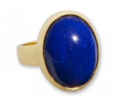 RATAN BAZAAR Lapis Lazuli Ring Original Good quality Stone semi Preciuos Certified and Astrological Purpose for unisex Stone Lapis Lazuli Gold Plated Ring