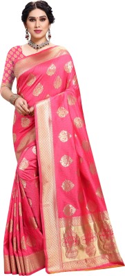 Dhyana Printed Banarasi Jacquard Saree(Pink)