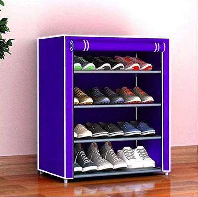 CMerchants Home Creative 4 layer collapsible shoe rack BLUE Metal Collapsible Shoe Stand(BLUE, 4 Shelves, DIY(Do-It-Yourself))