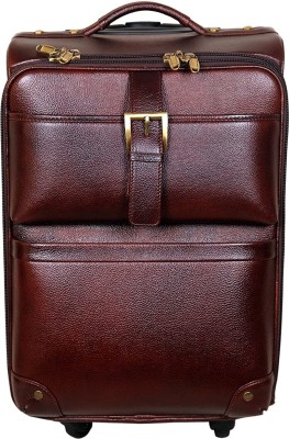 RICHSIGN LEATHER ACCESSORRIES Leather Accessories Brown Leather Pilot Laptop Trolley Cases Cabin Bags for Men Luggage with Wheels Expandable  Cabin & Check-in Set 4 Wheels - 20 inch