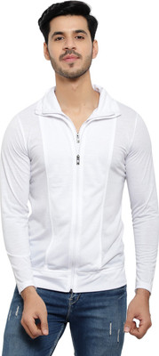 Bribzy Solid Men Polo Neck White T-Shirt
