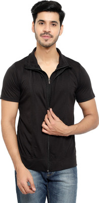 Moordale Solid Men Polo Neck Black T-Shirt