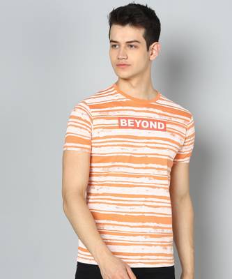 Pepe Jeans Striped Men Round Neck White, Orange T-Shirt