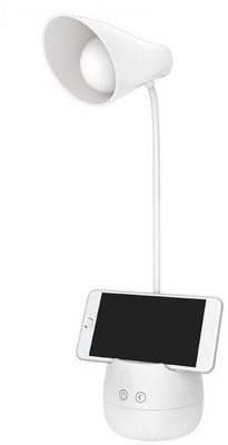 FIRSTLIKE  LED Stand 360 Degree Flexible Desk Lamp with Night Lamp, Advanced Pen and Mobile Holder Design Modern Touch Switch Rechargeable Table Lamp Study Lamp(43.1 cm, White)