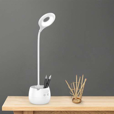 FIRSTLIKE Desk Light with 3 Shades Touch Control Light Advanced Pen and Mobile Holder Design Study Lamp(43.5 cm, White)
