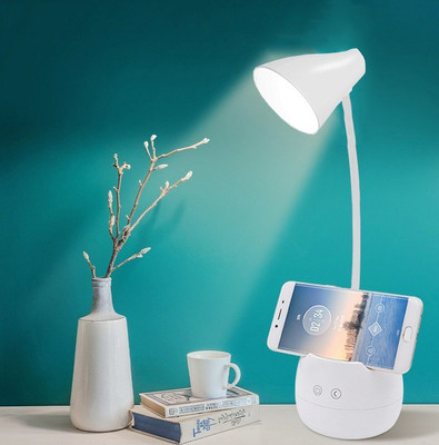 FIRSTLIKE Portable Eye Protection Rechargeable LED Touch On/Off Desk/Table Lamp with 3 Gear Touch Dimmer for Home | Study | Office with Pen/Mobile Stand Study Lamp(43.1 cm, White)
