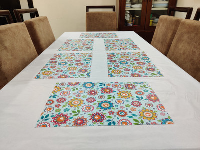 Groki Square Pack of 8 Table Placemat(Multicolor, Polyester)