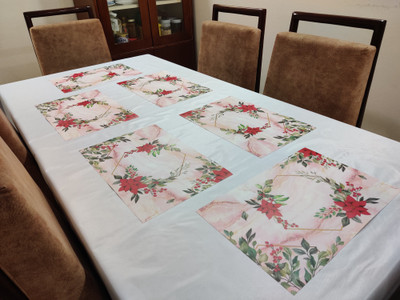 Groki Square Pack of 8 Table Placemat(Multicolor, Polyester)