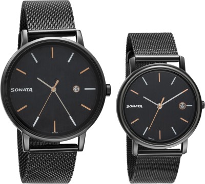 SONATA NP713187029NM01 Sonata Pair Analog Watch  - For Men & Women