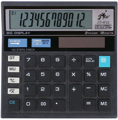 jito 12 Digits JT-512 Black (Box) Check & Correct Big Display 18 Months Warranty Basic  Calculator(12 Digit)
