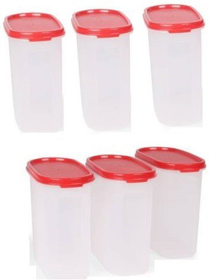 TUPPERWARE Polypropylene Grocery Container  - 1700 ml(Pack of 6, Red, Clear)