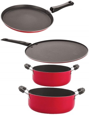 NIRLON FT10_CS20_ST12_CS24 Non-Stick Coated Cookware Set(PTFE (Non-stick), Aluminium, 4 - Piece)