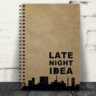 Jhingalala Wirebound Plain Notebook For Personal and Office stationery Diary with Late Night Idea Printed Cover A5 Notebook Unruled 160 Pages(Brown)