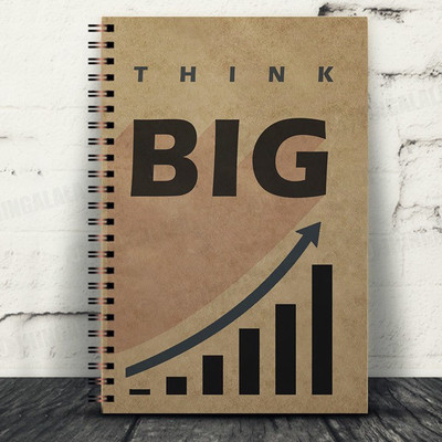 Jhingalala Wirebound Plain Notebook For Personal and Office stationery Diary with Think Big Printed Cover A5 Notebook Unruled 160 Pages(Brown)